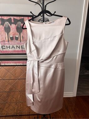 Karen Millen Champagne Satin tailored Midi Dress